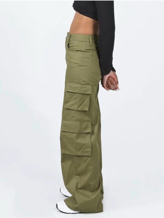 Princess Polly Pants - Princess Polly Olive Green Wide-Leg Cargo Pants